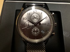 MENS STAINLESS STEEL HUGO BOSS WATCH - BLACK CHAIN LINK STRAP : LOCATION - D RACK