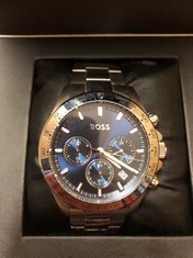 MENS STAINLESS STEEL HUGO BOSS WATCH - BLUE DIAL : LOCATION - D RACK