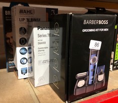 QTY OF ITEMS TO INCLUDE BARBERBOSS MEN'S 5 IN 1 GROOMING KIT, PRECISION TRIMMING FOR NOSE, EAR, HAIR, BEARD, AND BODY WITH 39 LENGTH SETTINGS, PRECISION CONTROL DIAL, USB RECHARGEABLE, 100% WATERPROO