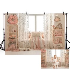 13 X MEHOFOND 7X5FT BOHEMIAN ADULT AND CHILD PROFESSIONAL PORTRAIT PHOTOGRAPHY BACKDROP PINK FLORAL LACE CURTAIN BACKGROUND BRIDAL SHOWER WEDDING HOME PARTY DECORATION GIFT PHOTO BOOTH PHOTO SUPPLIES