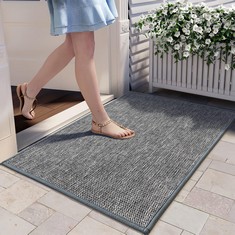 10 X MIULEE DOOR MAT INDOOR AND OUTDOOR DOORMATS SUPER ABSORBENT AND NON-SLIP FRONT ENTRANCE RUG CARPET WASHABLE BARRIER RUG FOR DIRT TRAPPING SHOES SCRAPER AND PET-FRIENDLY USE 50X80CM GRAY-WHITE -