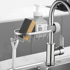 23 X EAQ SHOWER SOAP HOLDER,ORGANISER SPONGE HOLDER FOR KITCHEN SINK, SHOWER CADDIES NO DRILL,STAINLESS STEEL FAUCET SHAMPOO HOLDER AND SOAP BOX HOLDER (SILVER) - TOTAL RRP £191: LOCATION - B RACK