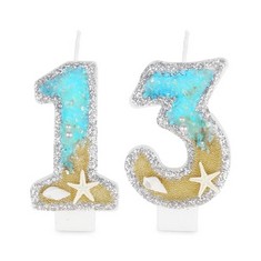 QTY OF ASSORTED ITEMS TO INCLUDE YIRAN LIGHT BLUE GLITTER SHELL BIRTHDAY CANDLE, NUMBER 13TH BIRTHDAY CANDLES, BIRTHDAY CANDLE FOR CAKE TOPPER DECORATION FOR GIRLS BIRTHDAY ANNIVERSARY,OCEAN THEMED B