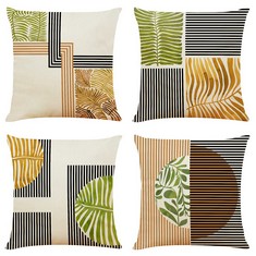 QTY OF ASSORTED ITEMS TO INCLUDE NIULALA GREEN AND YELLOW CUSHION COVERS 45 X 45 SET OF 4 MODERN GEOMETRIC CUSHION COVERS 18X18 SQUARE LINEN CUSHIONS PILLOW COVERS FOR SOFA OUTDOOR GARDEN FURNITURE H