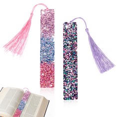 QTY OF ASSORTED ITEMS TO INCLUDE TIESOME 2 PCS RHINESTONES ART BOOKMARKS, GLITTER DIAMOND PAINTING BOOKMARKS RESIN BOOK MARKERS WITH COLORFUL TASSEL FOR BIRTHDAY CHRISTMAS THANKSGIVING PARTY WEDDING