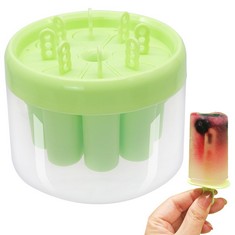 QTY OF ASSORTED ITEMS TO INCLUDE ICE LOLLY MOULDS WITH STICKS, 8 CAVITIES ICE CREAM MOULDS ROUND ICE HOLDER, REUSABLE ICE POP MOULDS FOR KIDS DIY HOMEMADE POPSICLES (GREEN): LOCATION - C RACK