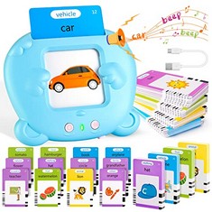 QTY OF TALKING FLASHCARDS EDUCATIONAL TOYS - FOR 2 3 4 5 6 YEAR OLD TODDLERS BOYS GIRLS, 224 WORDS FLASHCARDS AUDIBLE PRESCHOOL LEARNING MACHINE, MONTESSORI SENSORY READING TOY GIFTS FOR KIDS BIRTHDA