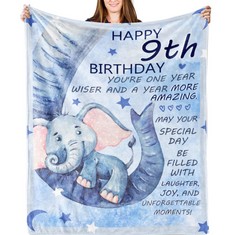 QTY OF ASSORTED ITEMS TO INCLUDE WEARYGING ADORABLE ELEPHANT-THEMED BLANKET FOR YOUR 8TH BIRTHDAY - PERFECT FOR COZY MOMENTS - 50 X 60 INCH: LOCATION - C RACK