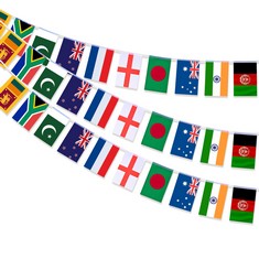 QTY OF AHFULIFE CRICKET TOURNAMENT BUNTING FLAGS FOR WORLD CUP 2023, 10M 30 FLAGS INCLUDING 10 NATIONAL FLAGS, DOUBLE SIDES FABRIC BUNTING FOR INDIA 2023 MEN'S CRICKET TOURNAMENT PARTY BAR CLUB DECOR