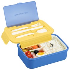 15 X BAKIAULI BENTO BOXES, LUNCH BOX WITH 3 COMPARTMENTS WITH CUTLERY, SANDWICH BOX FOR PICNIC, SCHOOL, WORK (BLUE) - TOTAL RRP £137: LOCATION - A RACK