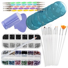 16 X VAGA NAIL ART SETS AND NAIL DECORATION ACCESSORIES DOTTING TOOL NAILS BRUSHES KIT / STAMPING PLATES AND STAMPER - TOTAL RRP £136:: LOCATION - D RACK