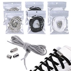 29 X DBOO 6 PAIRS ELASTIC NO TIE SHOELACES - TRAINERS ELASTIC RUNNING LACES WITH METAL LOCK FOR KIDS/ADULTS SNEAKERS COMFORTABLE STRETCH FIT SHOELACES REPLACEMENTS UNIVERSAL ELASTIC RUNNING SHOELACE