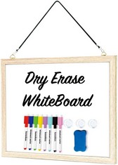 QTY OF ASSORTED ITEMS TO INCLUDE DUMANASEN DRY ERASE WHITEBOARD FOR WALL, MAGNETIC DRY ERASE HANGING BOARD WITH NATURAL WOOD FRAME, PORTABLE FOR HOME, SCHOOL, OFFICE, WITH 8 MARKER, (40CM X 30CM): LO