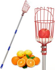 11 X FRUIT PICKER TOOL, 5.5 FT EXTENDABLE POLE WITH BASKET FOR FRUIT PICKER, HIGH REACH STAINLESS STEEL FRUIT PICKING TOOL FOR APPLE, ORANGE, CITRUS, PEAR, MANGO FROM TREES, EASY TO INSTALL AND HIGH