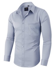 8 X MEN'S LONG SLEEVE BUTTON UP SHIRTS SOLID REGULAR FIT CASUAL BUSINESS FORMAL DRESS SHIRT OUTDOOR MEETING TRAVEL,MIXED COLOURS,M - TOTAL RRP £153: LOCATION - A RACK
