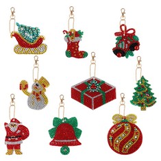 34 X FRGAS GDS DIAMOND KEYCHAINS, 9 PIECES CHRISTMAS DIY DIAMOND PAINTING KEYCHAINS KITS FULL DRILL RHINESTONE MAKING DECORATIVE 5D DRILL KEYCHAIN FOR PHONE CHARM BAG CHRISTMAS TREE DECOR - TOTAL RRP