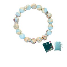 40 X YIWEIYA 10MM NATURAL STONE BRACELET FOR WOMEN LOVELY BEADED BRACELET WITH CRYSTAL FOR WOMEN'S GIFTS BIRTHDAY MOTHER'S DAY GIFTS (WITH GIFT BOX) - TOTAL RRP £270: LOCATION - E RACK