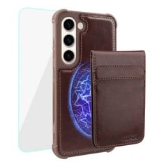 24 X MONASTERY MAG WALLET CASE FOR GALAXY S23 PLUS,[WIRELESS CHARGING] FLIP FOLIO MAGNETIC LEATHER PHONE COVER WITH DETACHABLE RFID BLOCKING CARD HOLDER FOR SAMSUNG S23 PLUS, BROWN - TOTAL RRP £312: