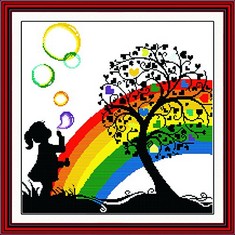 22 X COUNTED CROSS STITCH KITS CROSS-STITCHING PATTERN FOR HOME DECOR, 14 COUNT FABRIC EMBROIDERY CRAFTS NEEDLEPOINT KIT(RAINBOW BUBBLE GIRL) - TOTAL RRP £235: LOCATION - A RACK