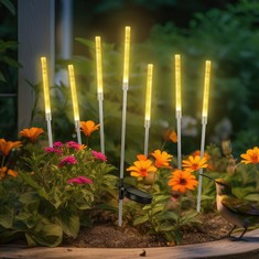 28 X SALCAR SOLAR REEDS LIGHTS SOLAR CYLINDER LIGHTS OUTDOOR WATERPROOF, DECORATIVE PATHWAY LIGHTS FOR YARD GARDEN (WARM WHITE, 2 PACK) - TOTAL RRP £233: LOCATION - F RACK