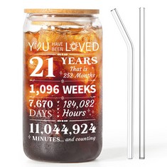 13 X BUIOATA 21ST BIRTHDAY GIFTS FOR HER/HIM - 16 OZ GLASS CUPS,21ST BIRTHDAY GIFT IDEAS,21ST BIRTHDAY GIFTS FOR HER KEEPSAKE, 21ST BIRTHDAY GIFTS FOR MEN, DAUGHTERS, COLLEAGUES, SON, (CC-GLASS-UK) -