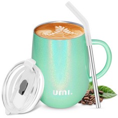 QTY OF ASSORTED ITEMS TO INCLUDE UMI. COFFEE CUP WITH HANDLE 360ML,REUSABLE COFFEE MUG WITH STRAW, STAINLESS STEEL INSULATED TRAVEL MUG FOR HOT COLD DRINK,DOUBLE WALL VACUUM,BPA-FREE FOR TEA,JUICE,WI