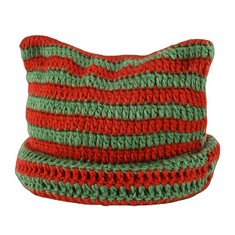 12 X SINSEN WOMEN'S CAT BEANIE CROCHET HATS WITH EARS KNITTED STRIPED WINTER WARM ELASTIC CAP FOR GIRLS ADULTS KIDS (RED) - TOTAL RRP £100: LOCATION - F RACK