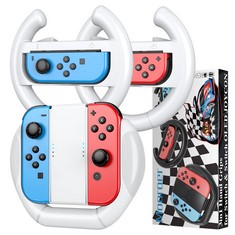 20 X MOOROER STEERING WHEEL COMPATIBLE WITH NINTENDO SWITCH/SWITCH OLED JOY-CON GRIP RACING STEERING WHEEL SWITCH/OLED CONTROLLER HANDLE CASE KIT FOR MARIO KART 8 DELUXE,WHITE - TOTAL RRP £140: LOCAT