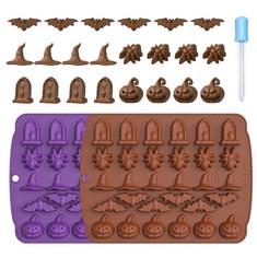 18 X 2 PACK GUMMY SKULL SILICONE CANDY MOLDS WITH 1 DROPPERS, NON STICK FOOD GRADE SILICONE SKULL ICE TRAY COOKIE MOULD HALLOWEEN DIY CANDY TOOL FOR CANDY, JELLY, ICE CUBE - TOTAL RRP £150: LOCATION