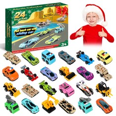 19 X YAMEPUIA 24PCS CAR TOY, CARS RACING ENGINEERING CARS WITH GAME MAP, KIDS ADVENT CALENDAR TOYS GIFT?PULL-BACK TYPE? - TOTAL RRP £158: LOCATION - F RACK