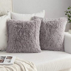 QTY OF ASSORTED ITEMS TO INCLUDE MIULEE PACK OF 2 FAUX FUR THROW PILLOW COVER FLUFFY SOFT DECORATIVE SQUARE PILLOW COVERS PLUSH CASE FAUX FUR CUSHION COVERS FOR LIVING ROOM SOFA BEDROOM 24 X 24 INCH