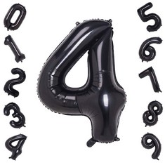 QTY OF GREMODE 40 INCH LARGE BLACK BALLOONS 4,FOIL HELIUM DIGITAL BALLOONS FOR BIRTHDAY DECORATIONS - TOTAL RRP £473: LOCATION - G RACK