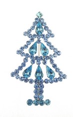 33 X SPARKLY FESTIVE CHRISTMAS SEASON GIFT COAT SCARF COAT JACKET SHAWL SCARF DIAMANTE RHINESTONE CRYSTAL BROOCH BADGE BREASTPIN CORSAGE PIN XMAS TREE COLOUR SILVER TONE BLUE - TOTAL RRP £337: LOCATI