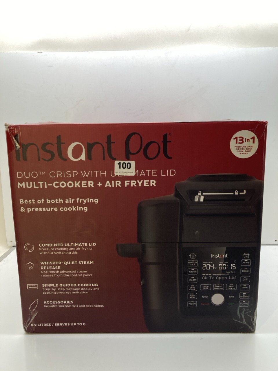 A INSTANT POT DUO CRISP WITH ULTIMATE LID, MULTI COOKER & AIR FRYER