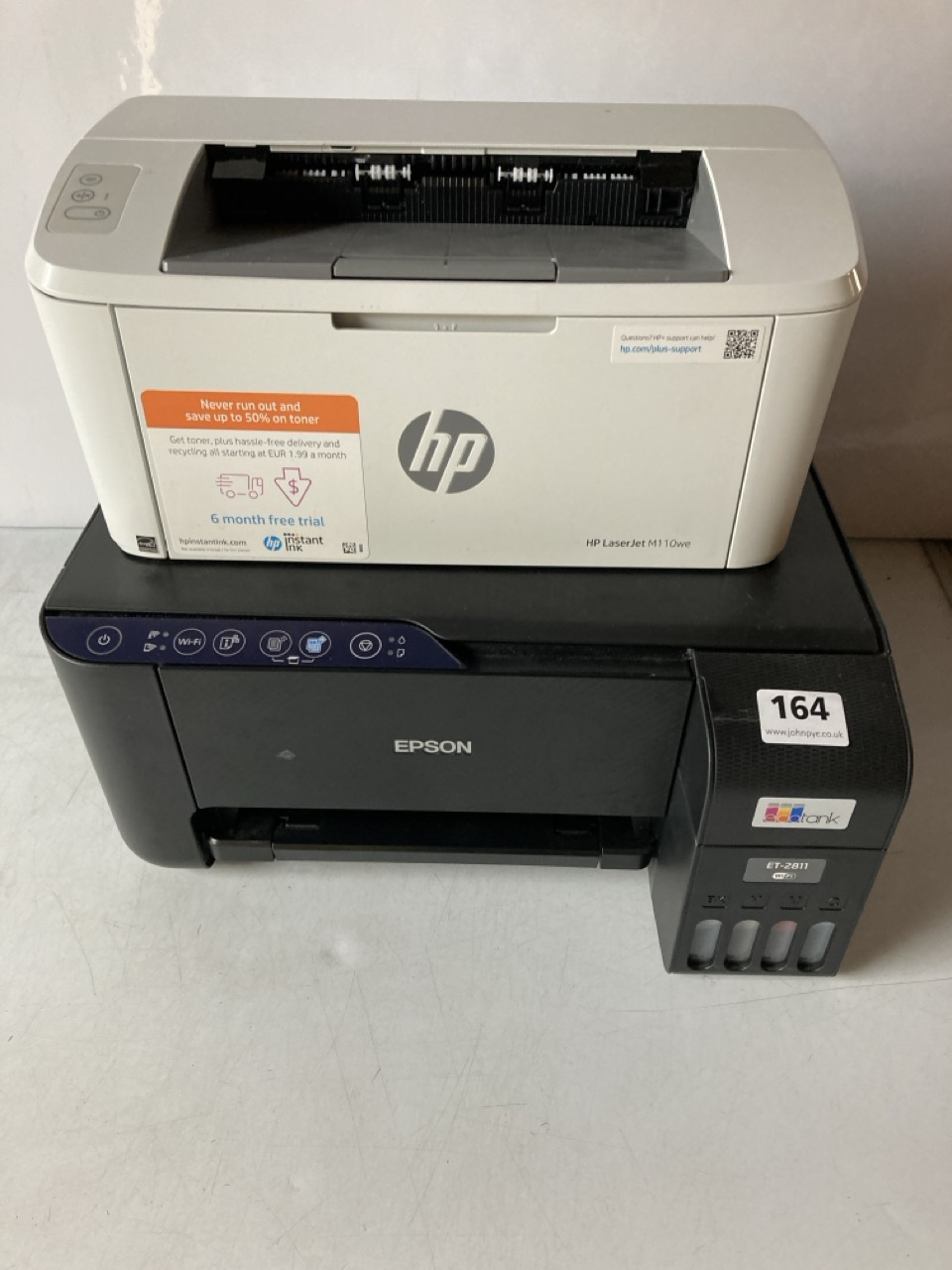 1 X EPSON PRINTER, ET-2811 (UNBOXED) TOGETHER WITH A HP LASERJET PRINTER, M110WE (UNBOXED)