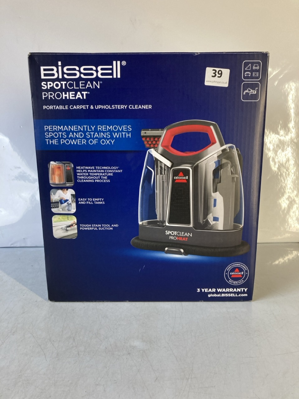 A BISSELL SPOT CLEAN/PROHEAT PORTABLE CARPET & UPHOLSTERY CLEANER, 36981 RRP £99.00