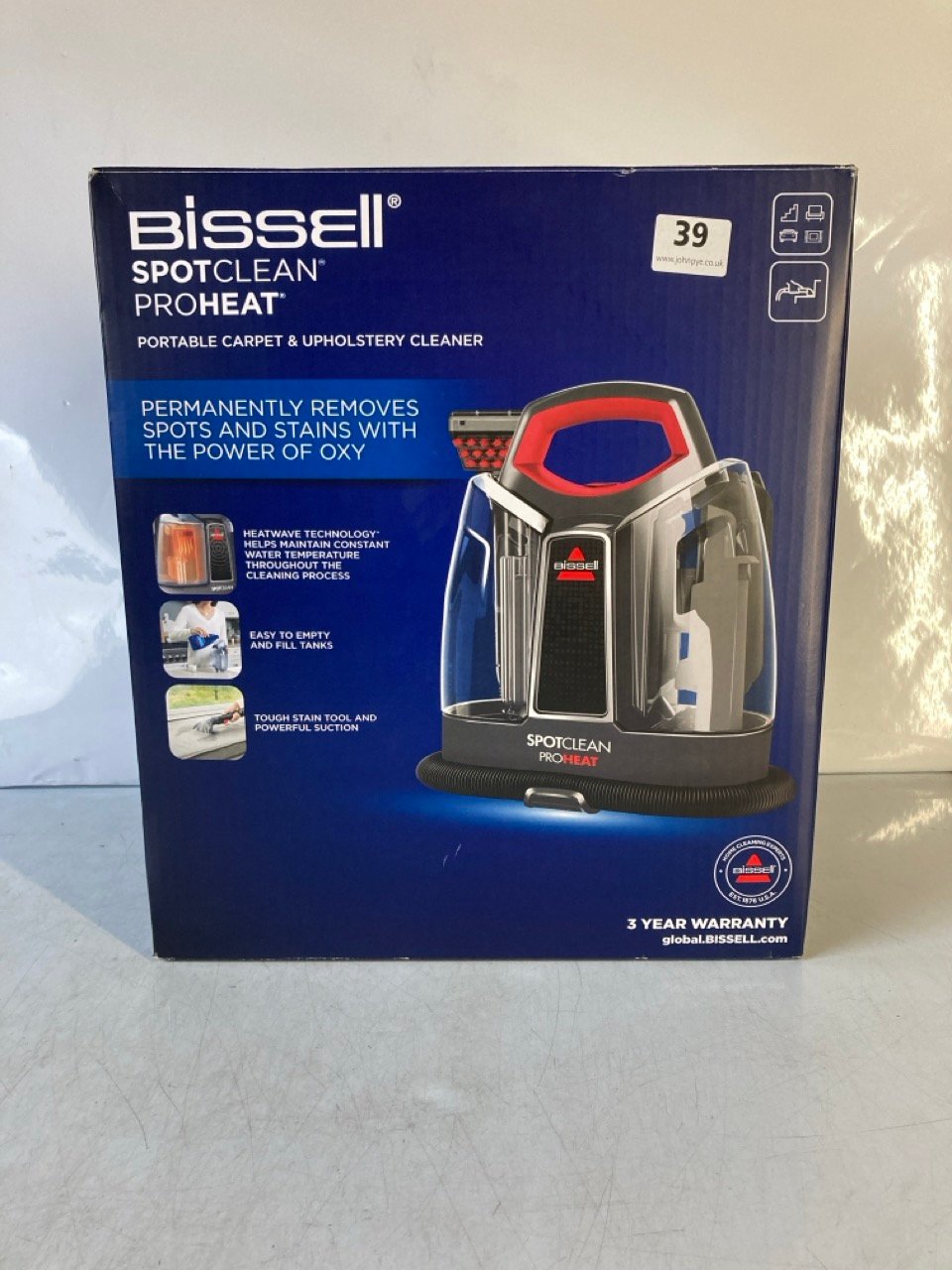 A BISSELL SPOT CLEAN/PROHEAT PORTABLE CARPET & UPHOLSTERY CLEANER, 36981 RRP £99.00