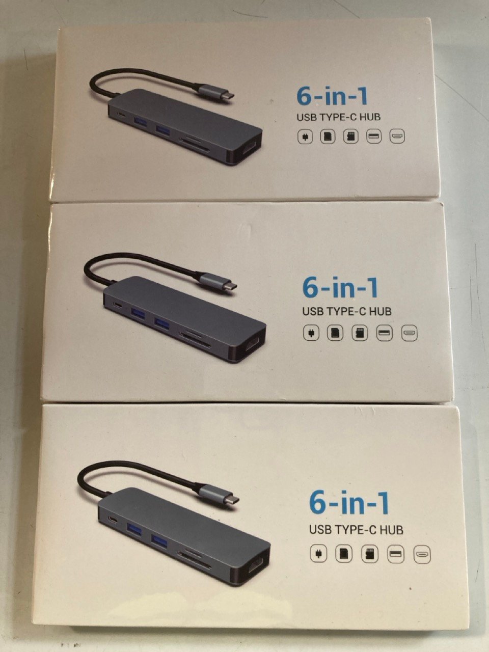 A QTY OF 6 IN 1 USB C HUB ADAPTORS (MACBOOK PRO & AIR IPAD PRO)