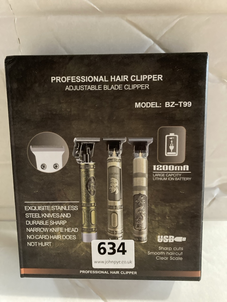 3 X TRIBAL, BZ-T99 PROFESSIONAL ADJUSTABLE HAIR CLIPPERS, STAINLESS STEEL BLADE, PRECISION STYLING. USB CHARGING.