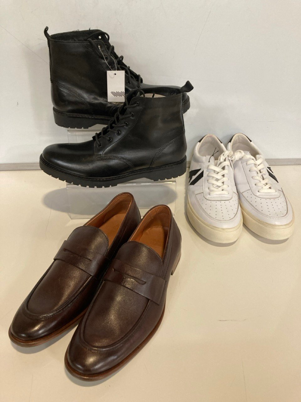 3 X PAIRS OF JOHN LEWIS SHOES TO INCLUDE A PAIR OF PENNY LOAFERS, BROWN, SIZE 8