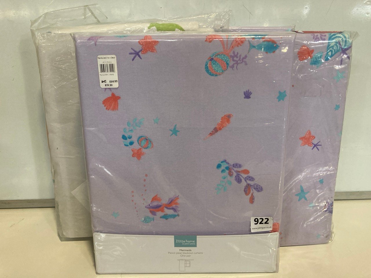 4 X PAIRS OF ASSORTED CURTAINS TO INCLUDE LITTLE HOME AT JOHN LEWIS MERMAIDS CURTAINS 117 X 182 CM