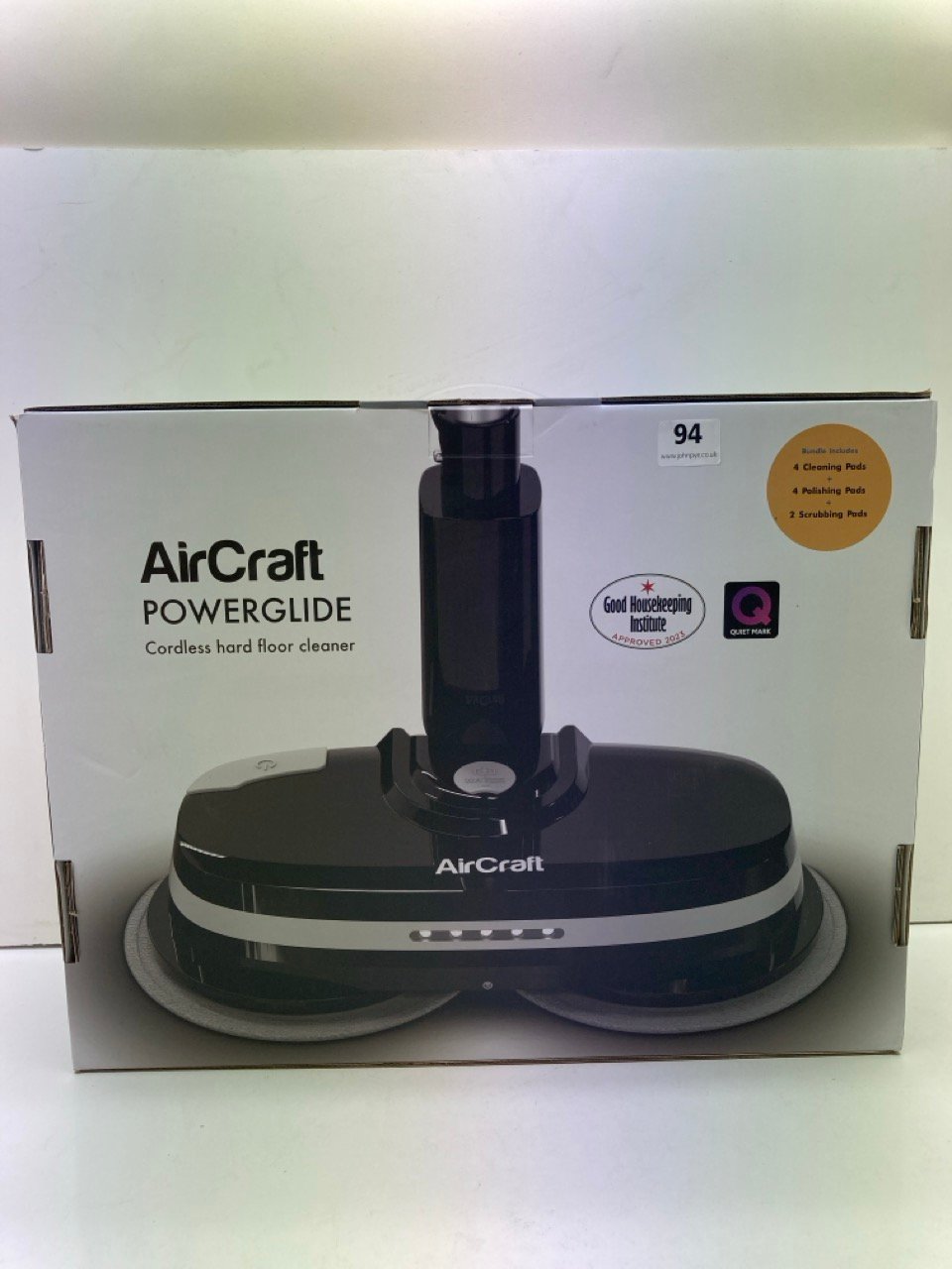 A AIRCRAFT POWERGLIDE CORDLESS HARD FLOOR CLEANER, PGLIDEBLK+2SP RRP £199.00