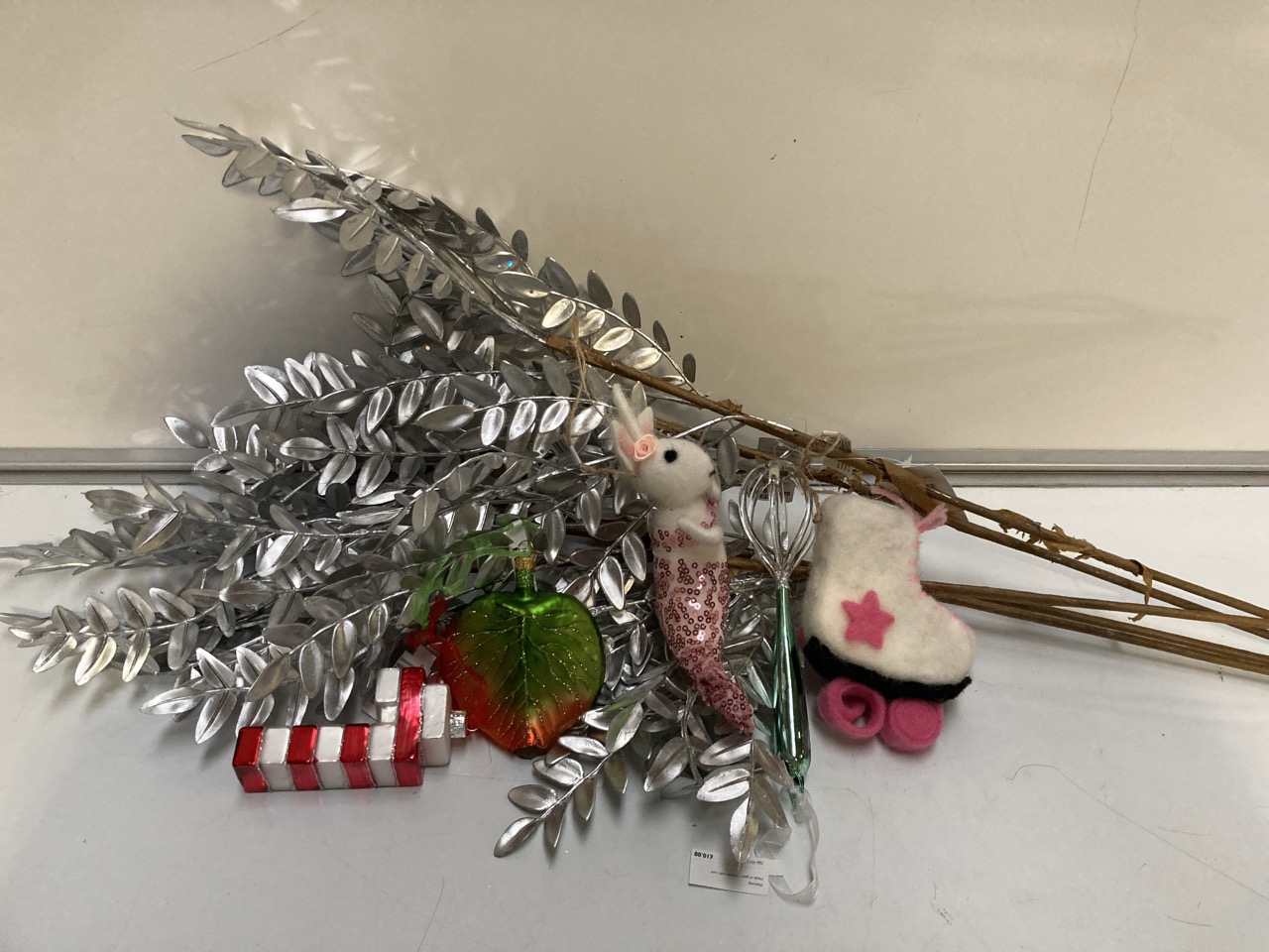 BOX OF ASSORTED JOHN LEWIS CHRISTMAS DECORATIONS TO INCLUDE POM POM LIGHTS AND TREE DECS