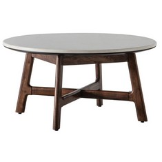 BARCELONA ROUND COFFEE TABLE IN DARK WOOD/MARBLE RRP £625 (COLLECTION OR OPTIONAL DELIVERY)