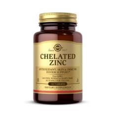 24 X SOLGAR CHELATED ZINC TABLETS - PACK OF 100 - HEALTHY SKIN, HAIR AND NAILS - POTENT ANTIOXIDANT - VEGAN. (DELIVERY ONLY)
