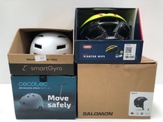 4 X BIKE HELMETS VARIOUS BRANDS AND SIZES INCLUDING SMARTGYRO SMART HELMET - LOCATION 40A.