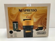 DE'LONGHI NESPRESSO VERTUO POP ENV90.B, AUTOMATIC COFFEE MACHINE, DISPOSABLE CAPSULE COFFEE MACHINE, 4 CUP SIZES, CENTRIFUGAL TECHNOLOGY, WELCOME SET INCLUDED, 1260W, BLACK LIQUORICE - LOCATION 37A.