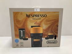 DE'LONGHI NESPRESSO VERTUO POP ENV90.A, AUTOMATIC COFFEE MACHINE, DISPOSABLE CAPSULE COFFEE MACHINE, 4 CUP SIZES, CENTRIFUGAL TECHNOLOGY, WELCOME SET INCLUDED, 1260W, PACIFIC BLUE - LOCATION 37A.