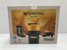 DE'LONGHI NESPRESSO VERTUO POP ENV90.A, AUTOMATIC COFFEE MACHINE, DISPOSABLE CAPSULE COFFEE MACHINE, 4 CUP SIZES, CENTRIFUGAL TECHNOLOGY, WELCOME SET INCLUDED, 1260W, PACIFIC BLUE - LOCATION 41A.