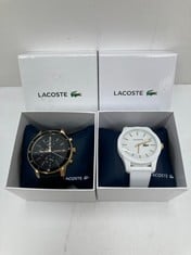 2 X LACOSTE WATCHES OF VARIOUS MODELS INCLUDING LACOSTE WATCH LC.110.1.96.2896 - LOCATION 37B.